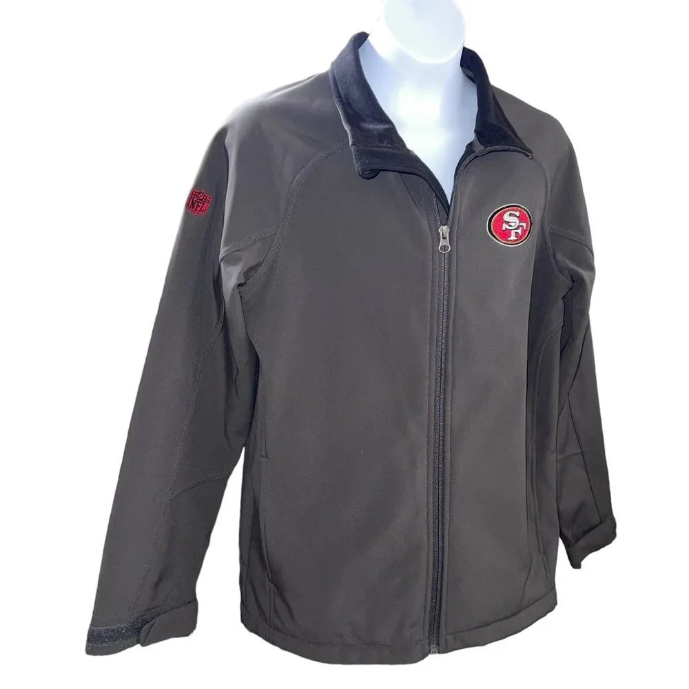 NFL Team Apparel San Francisco 49ers Jacket Boys M 10 12 Gray Embroidered Lined - Picture 4 of 10